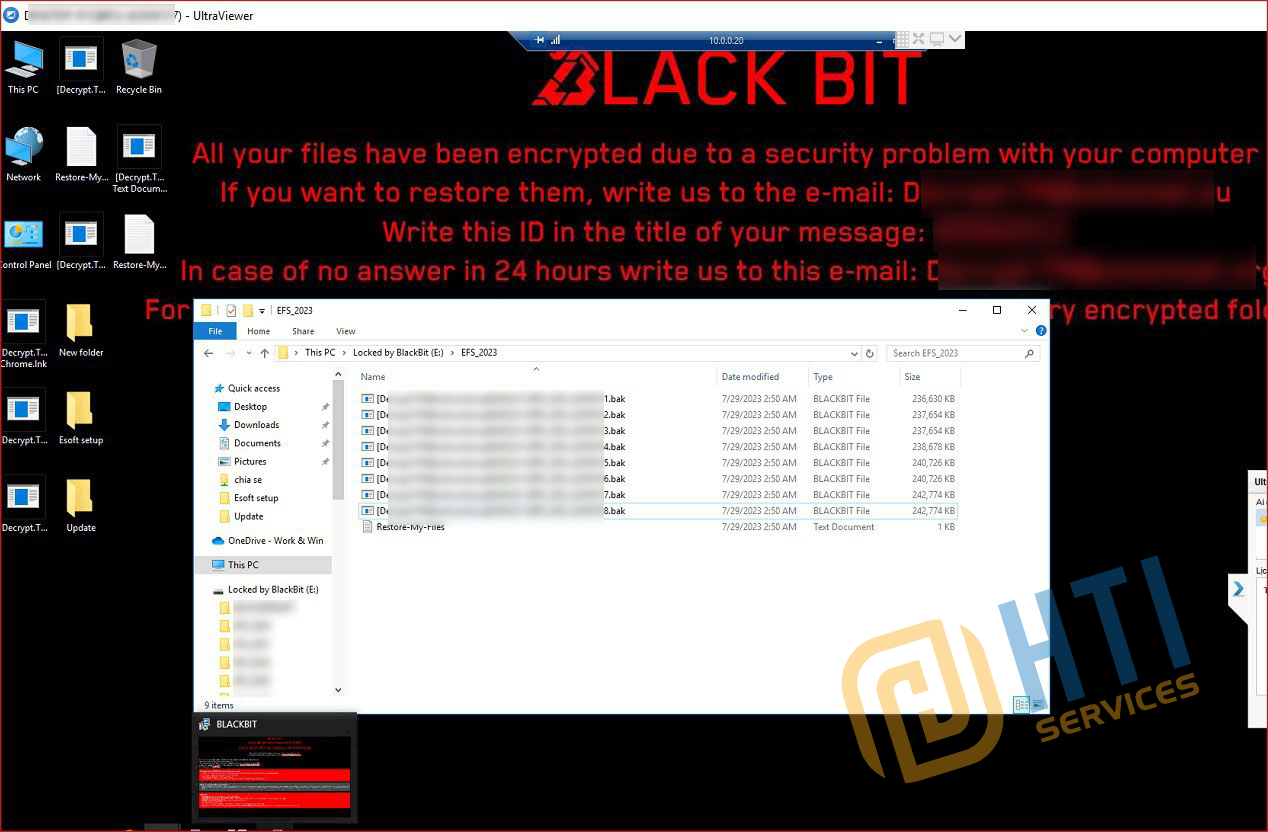 Ransomware BlackBit tấn công hệ thống máy chủ doanh nghiệp - HTI Services